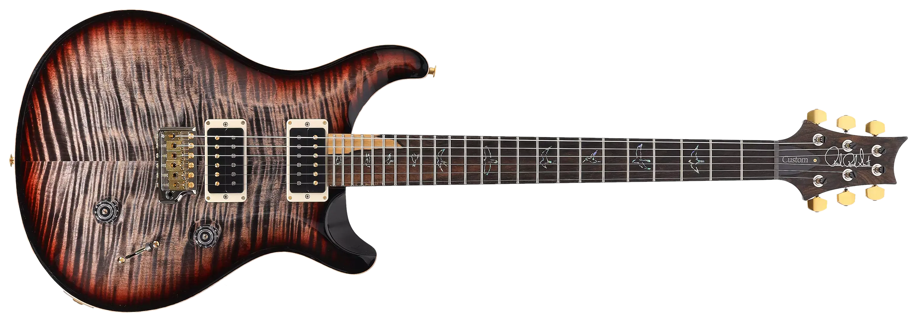 PRS Custom 24 Wood Library 10 Top Charcoal Tri-Color Burst session Select #0377189 1