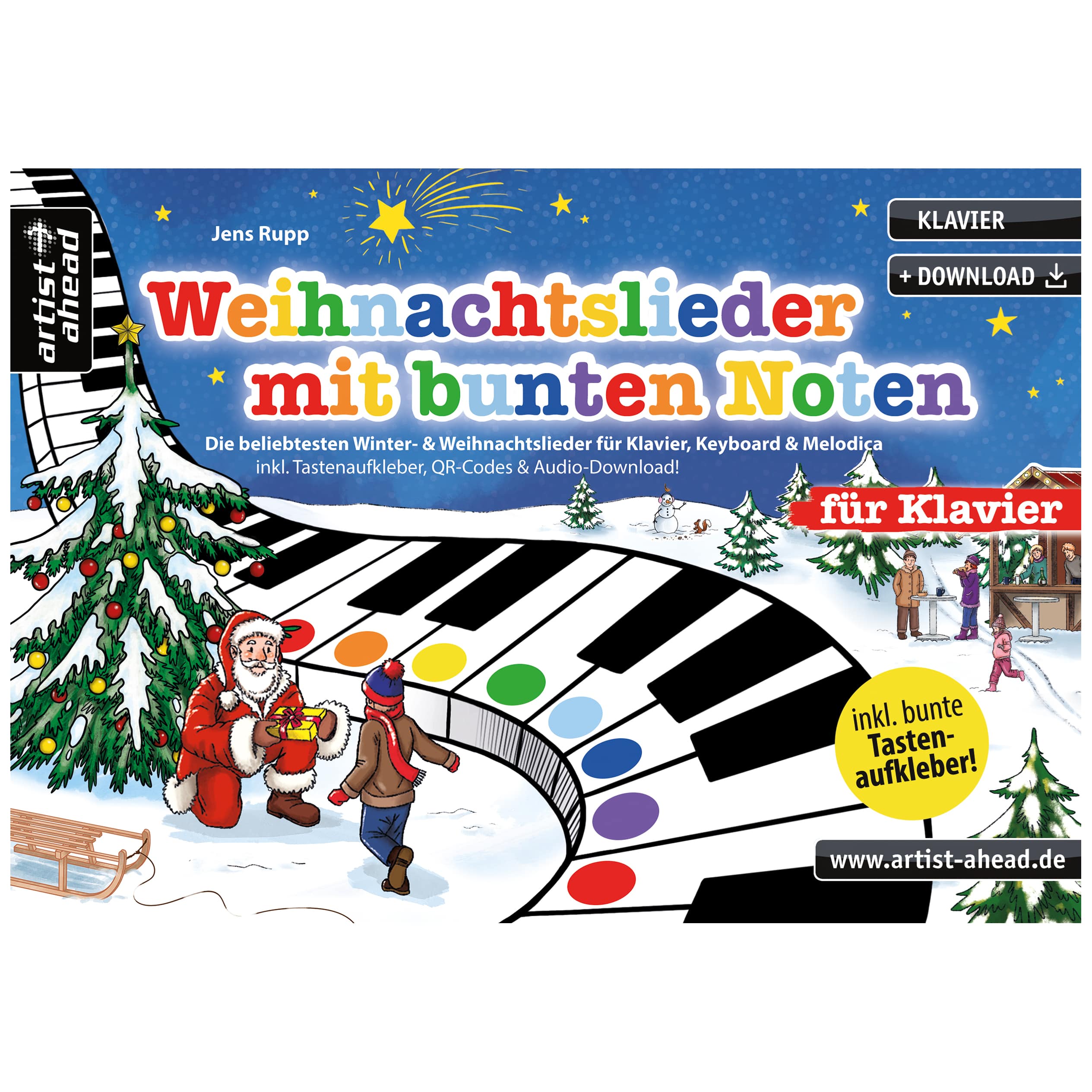 Artist Ahead Weihnachtslieder mit bunten Noten für Klavier - Jens Rupp