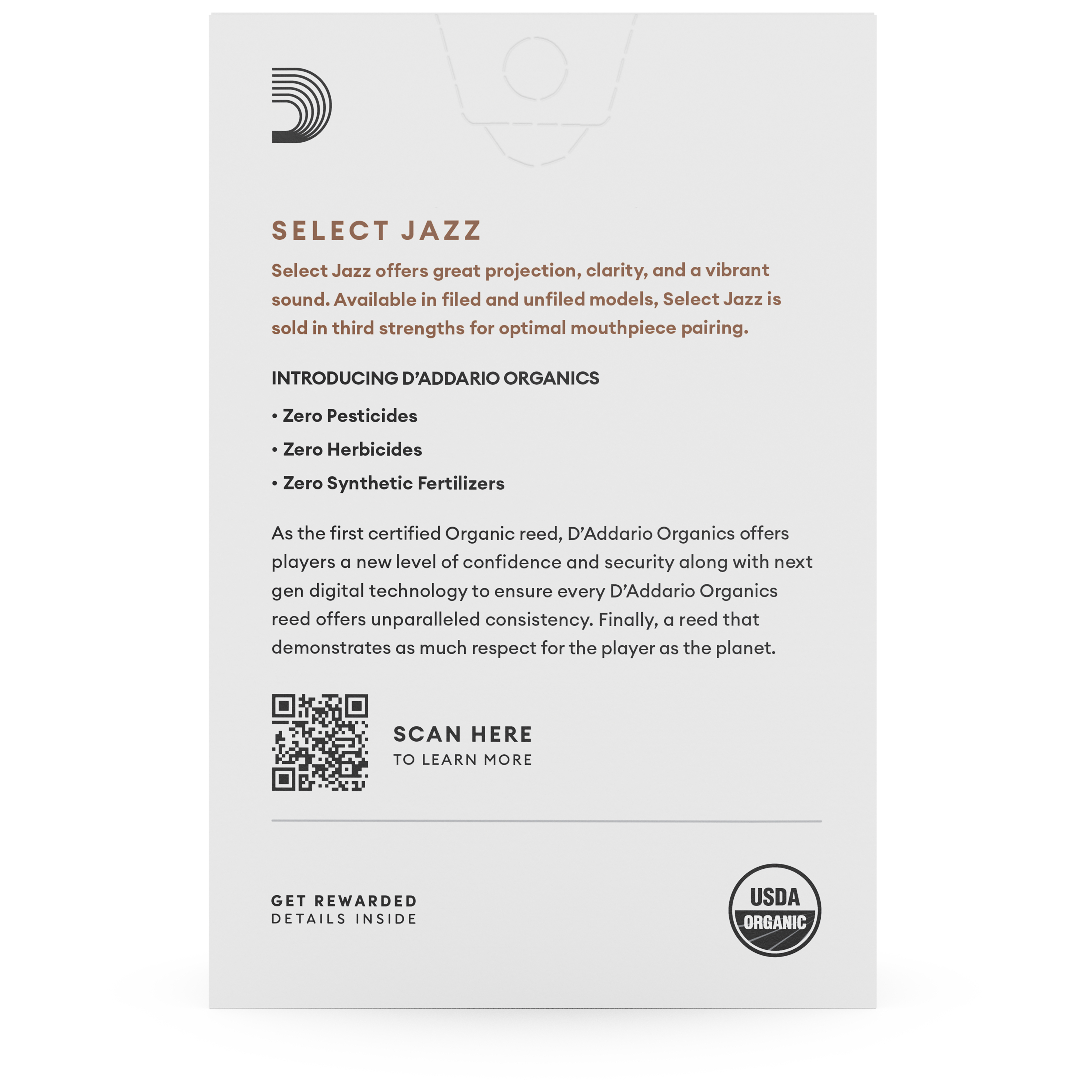 D’Addario Woodwinds Organic Select Jazz Unfiled - Sopran Saxophone 3M - 10er Pack 2