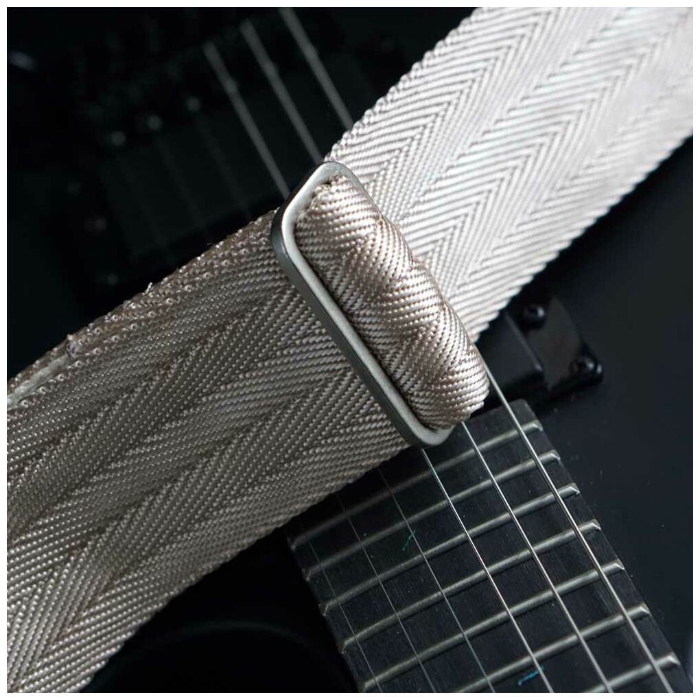 Steyner Straps Nylon Gitarrengurt Heavy Harvey beige-silber VEGAN 1