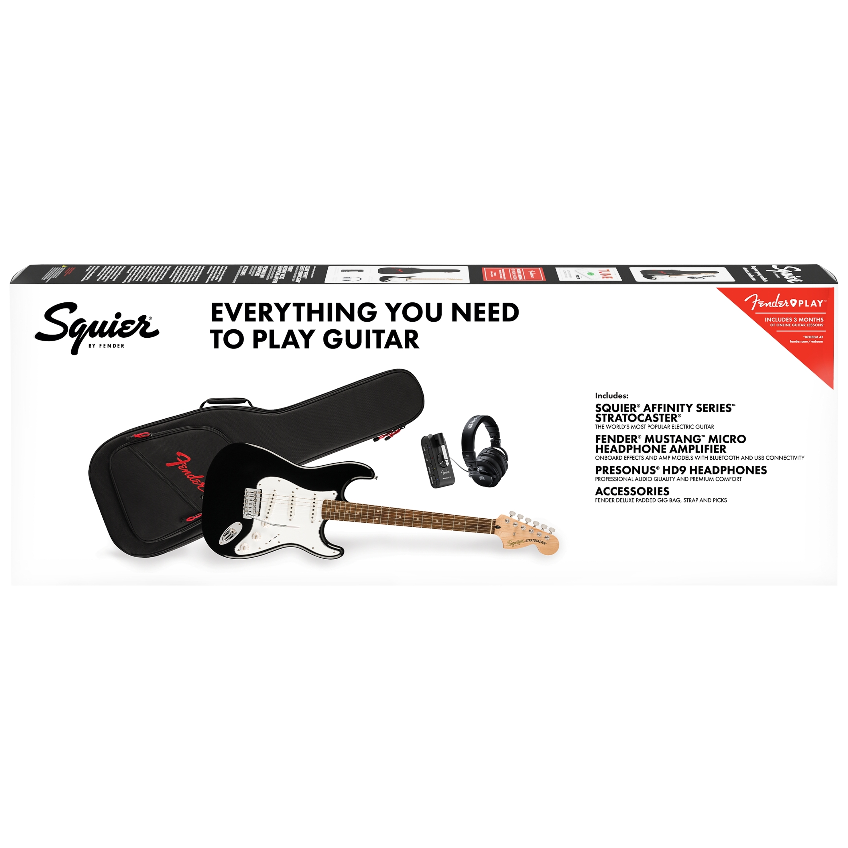 Squier by Fender Affinity Stratocaster Mustang Micro Pack LRL BK 1