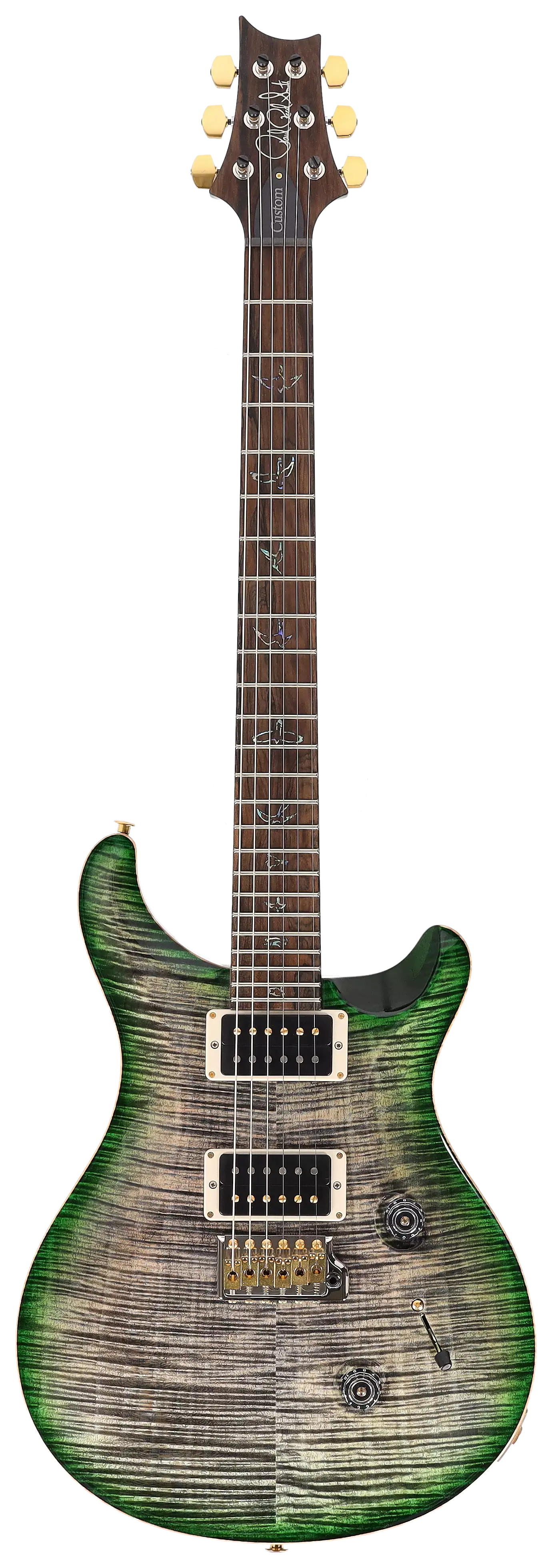 PRS Custom 24 Wood Library 10 Top Charcoal Jade Burst session Select #0377190 17