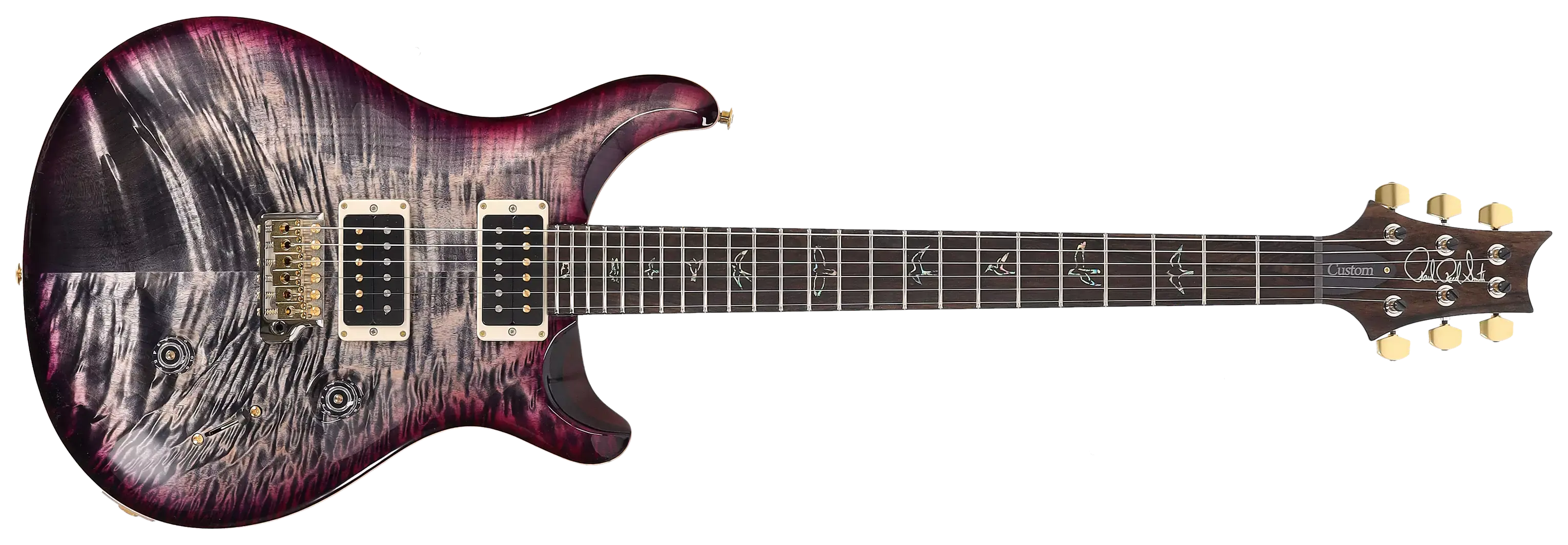 PRS Custom 24 Wood Library 10 Top Charcoal Purple Burst session Select #0377196 1