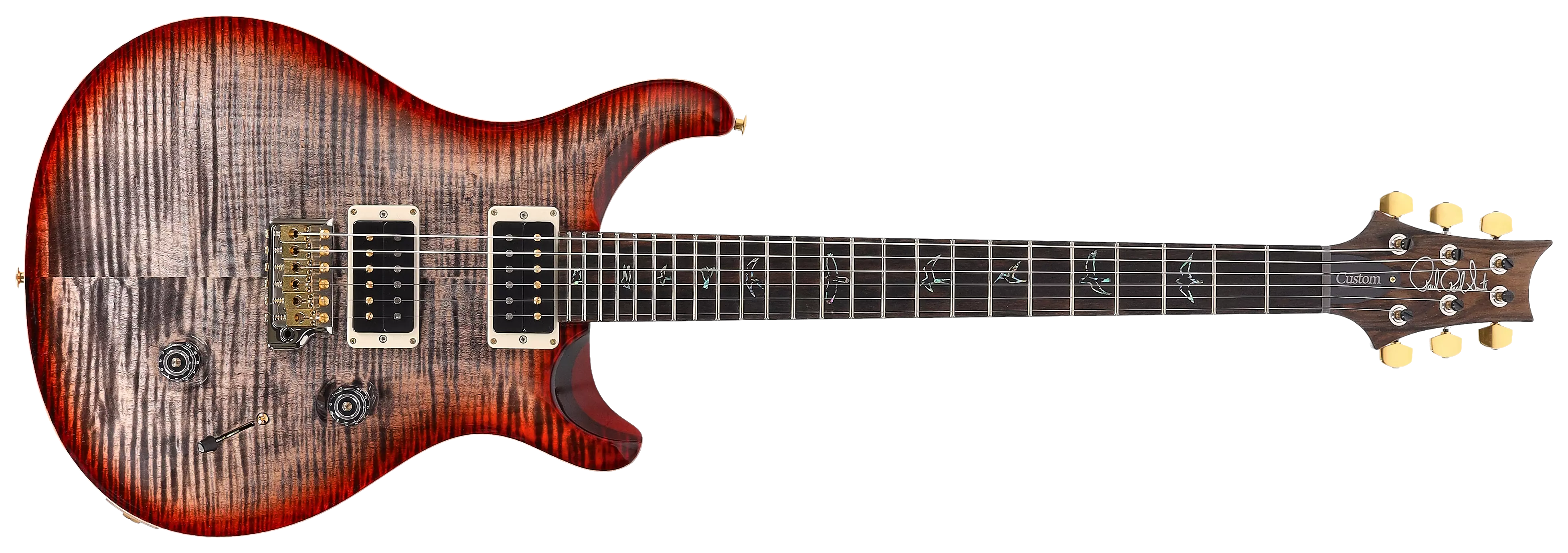 PRS Custom 24 Wood Library 10 Top Charcoal Cherry Burst session Select #0377188 16