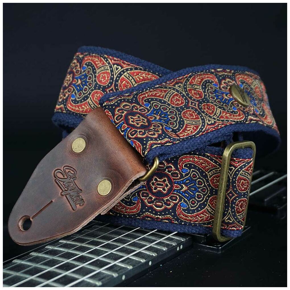 Steyner Straps Retro Gitarrengurt - Abendlicht blau-rot Vegan