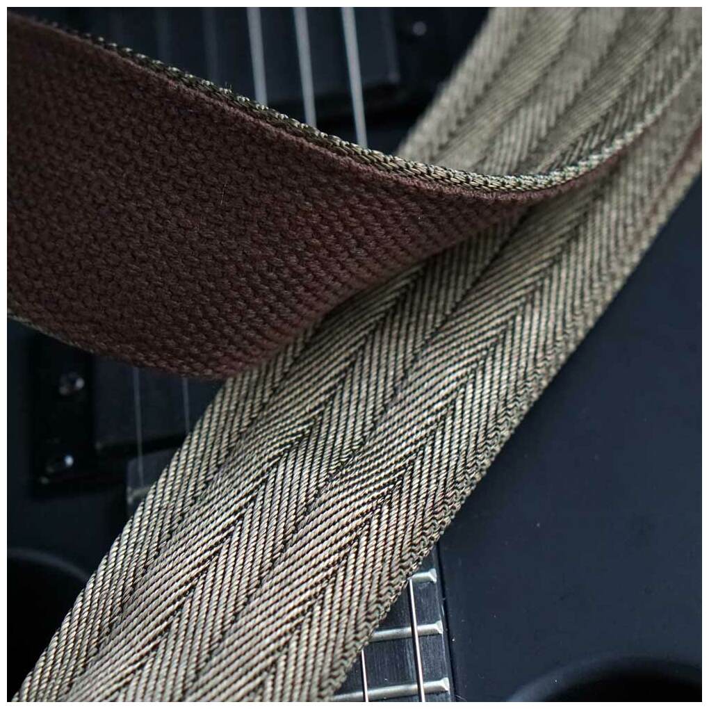 Steyner Straps Nylon Gitarrengurt Heavy Henry grün-messing 3