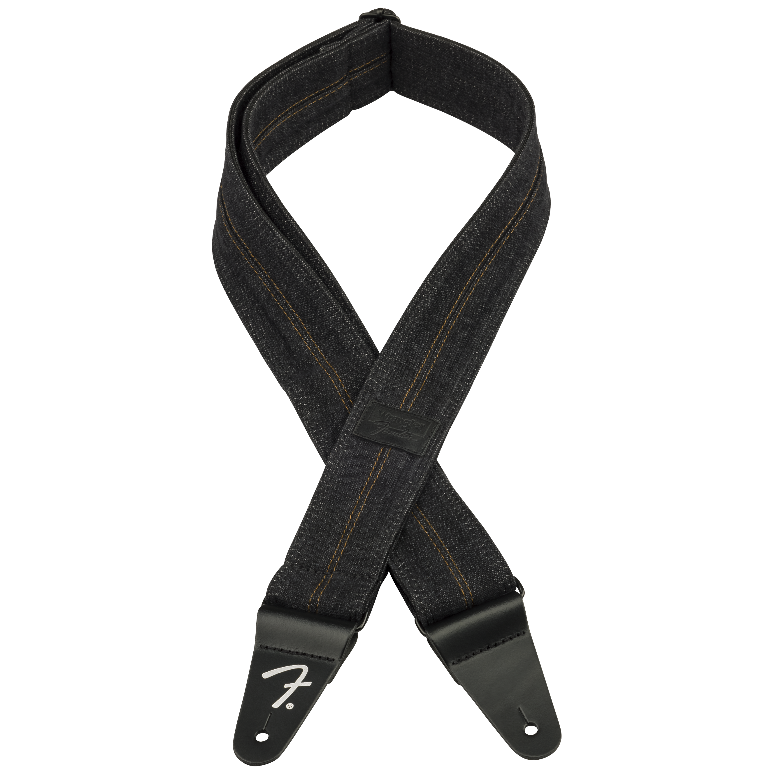 Fender Wrangler Denim Strap Washed Black Stitch