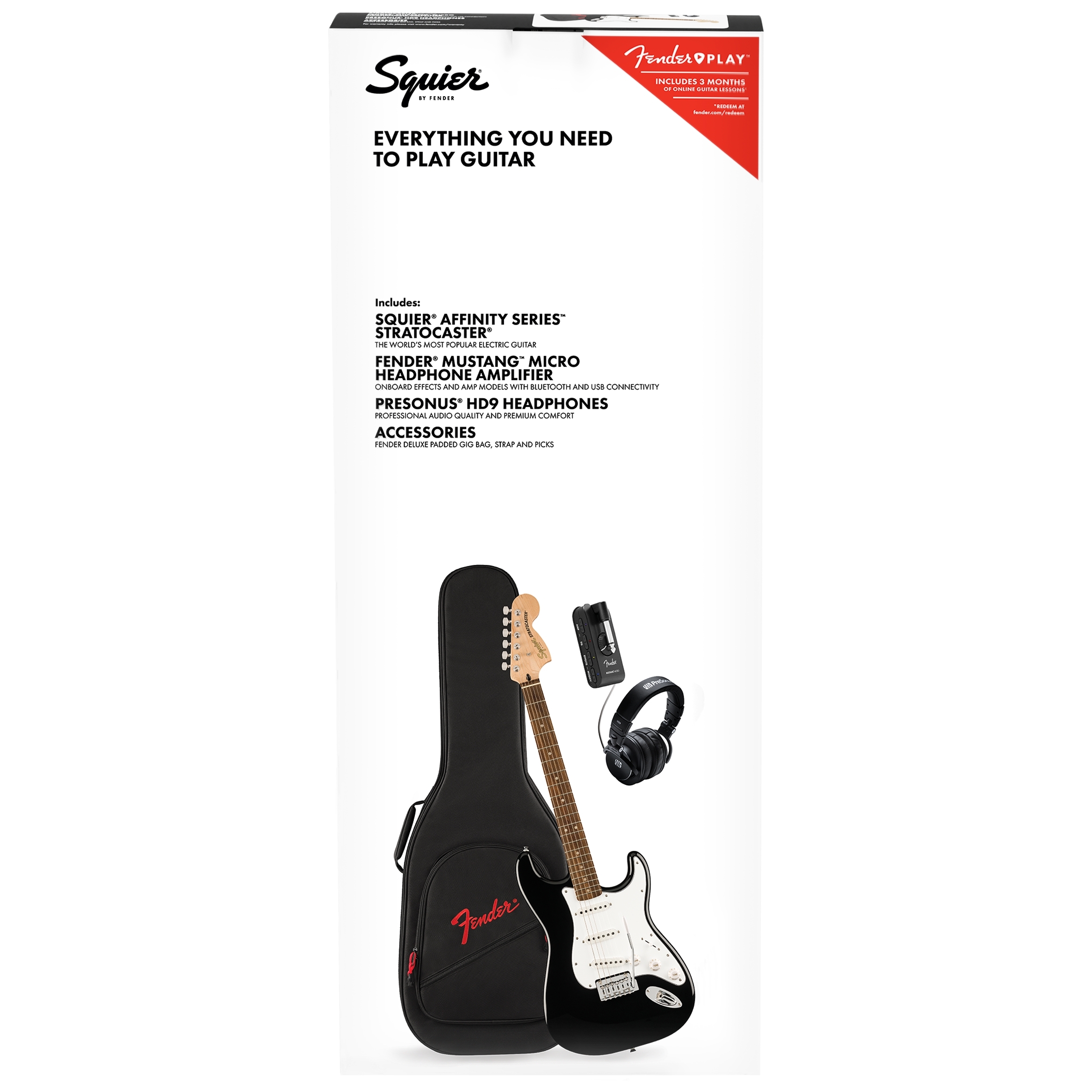 Squier by Fender Affinity Stratocaster Mustang Micro Pack LRL BK 2