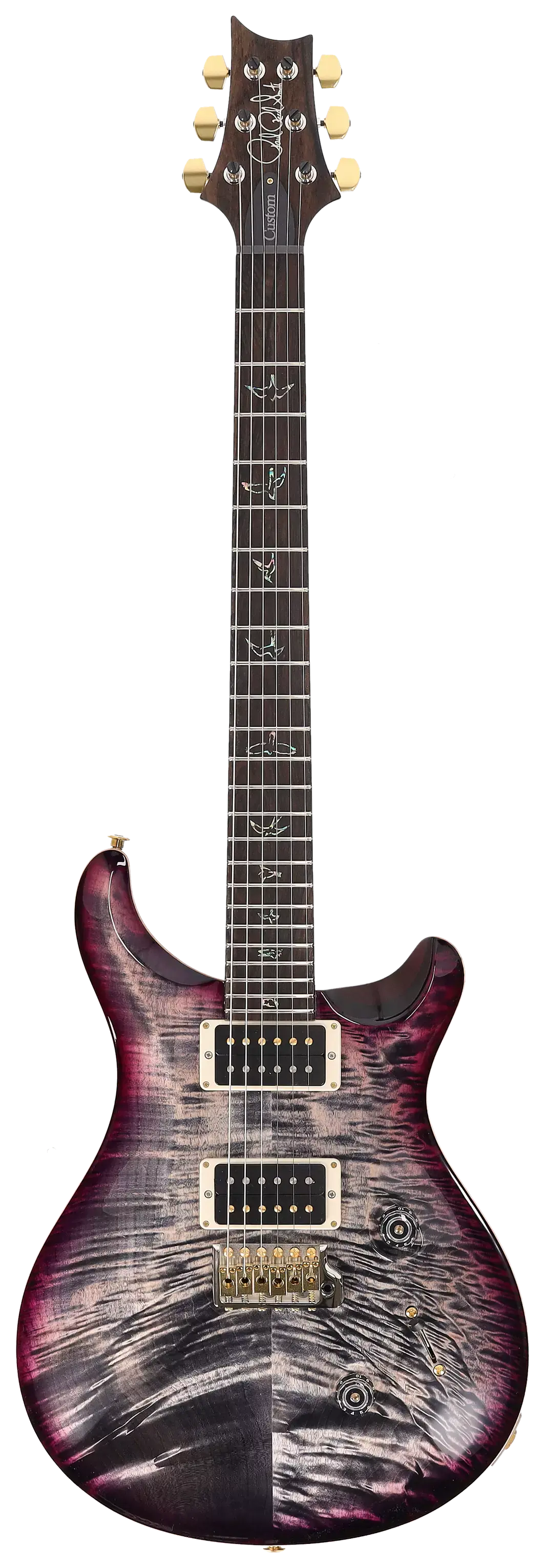 PRS Custom 24 Wood Library 10 Top Charcoal Purple Burst session Select #0377196