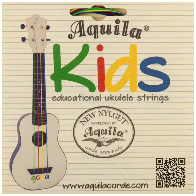 Aquila Corde Armoniche Ukulelen Strings - U KIDS 160U Multi-Color Set GCEA (High G)