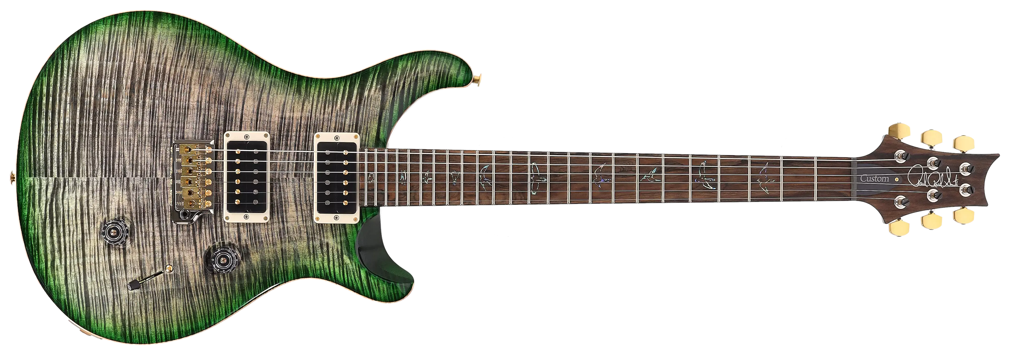 PRS Custom 24 Wood Library 10 Top Charcoal Jade Burst session Select #0377190 16