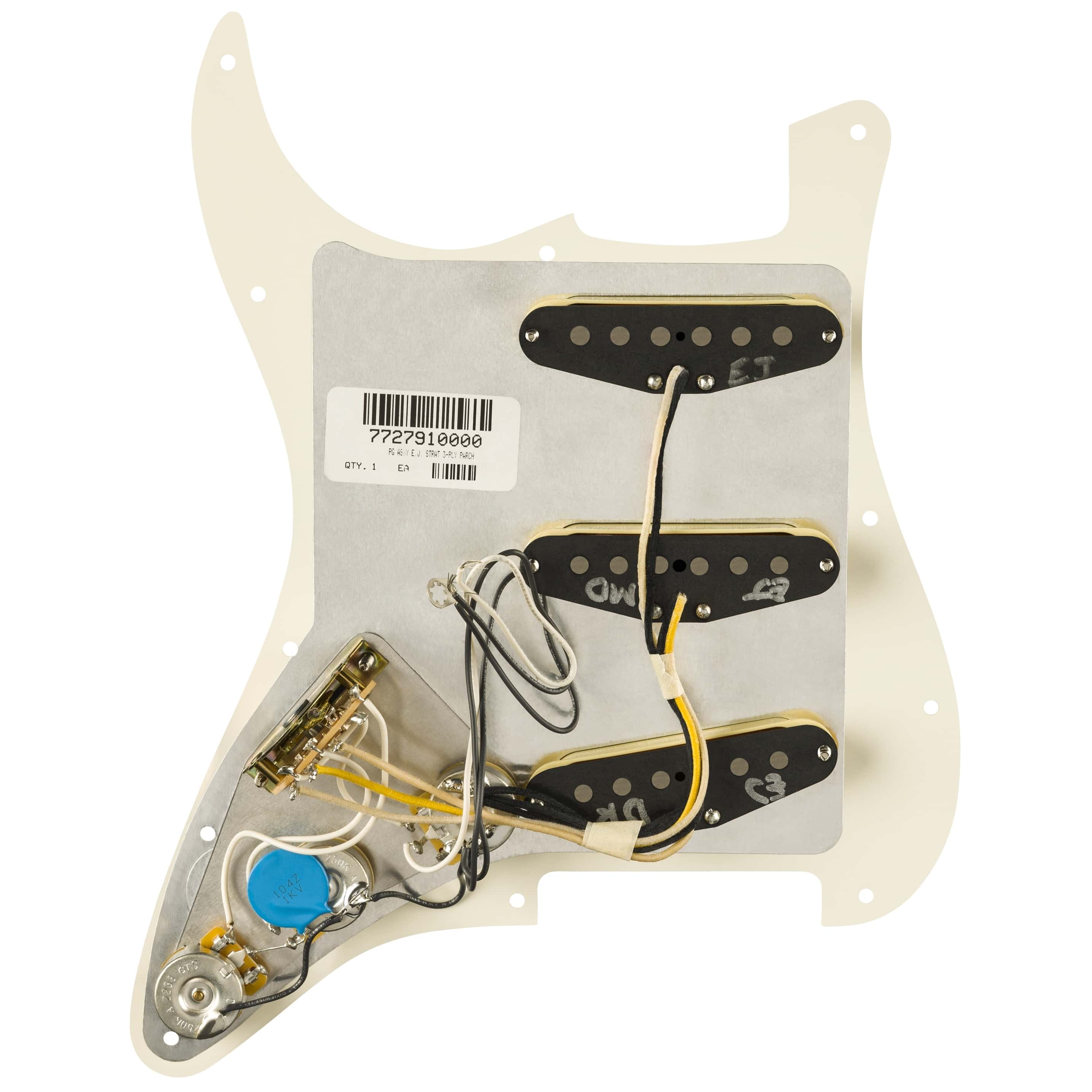 Fender Pre Wired Pickguard Set Eric Johnson Parchment 11 Hole 1